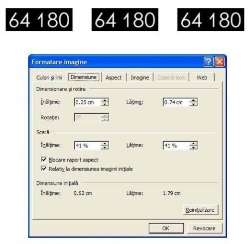 numere 64180 dimensiuni